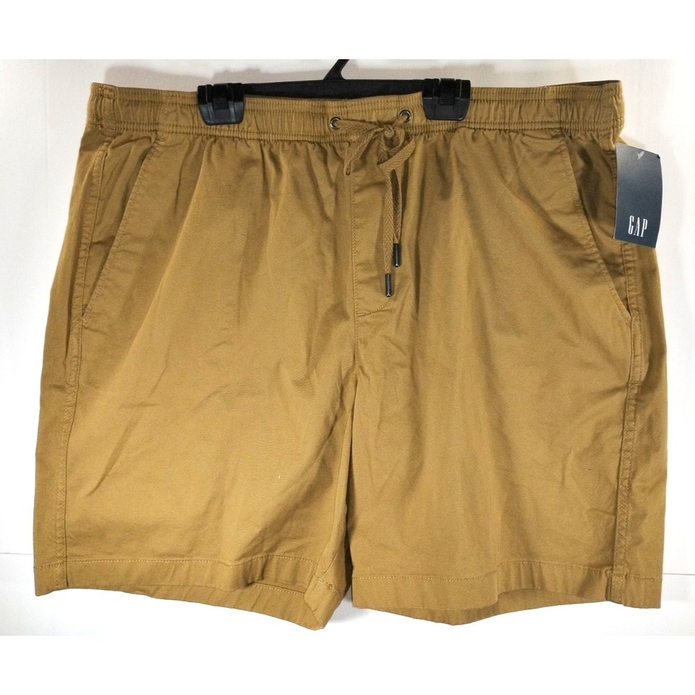 GAP Men's Pull On Shorts Antique Bronze XL Draw String Chino Flat Pocket